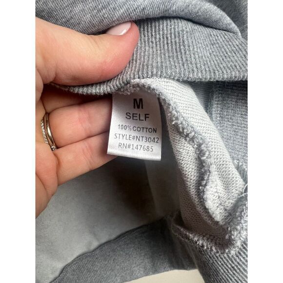 NUDE Grey Shredded Crop Sweatshirt Sz. M - Picture 4 of 6